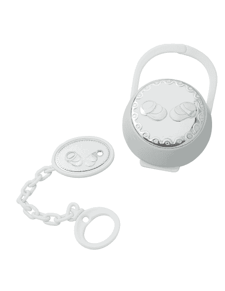 Set Infantil Portachupetes con Pinza Zapatitos Blancos - Eventi 54538/02B