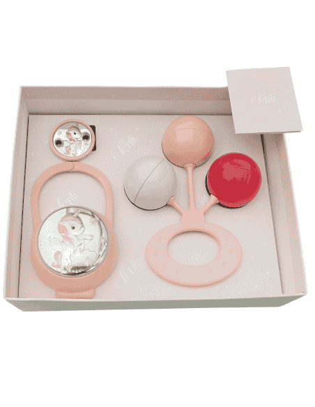 Set Infantil Portachupetes con Pinza Unicornio Rosa  y Sonajero - Eventi EV3246/01R