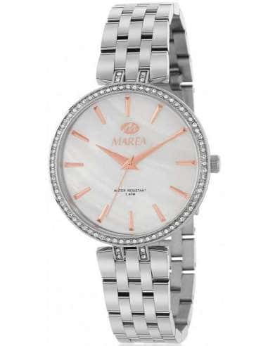 Reloj para Mujer de Acero Plateado con Esfera Blanca Nácar y Circonitas - Marea B54229/1