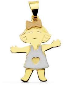 Colgante en oro Tricolor en  Forma de Niña en Oro Tricolor - Oro Amarillo, Blanco, Rosa 18K