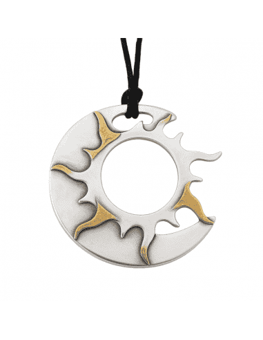 Collar para Mujer con Colgante Sol Bicolor Fabricado en Acero