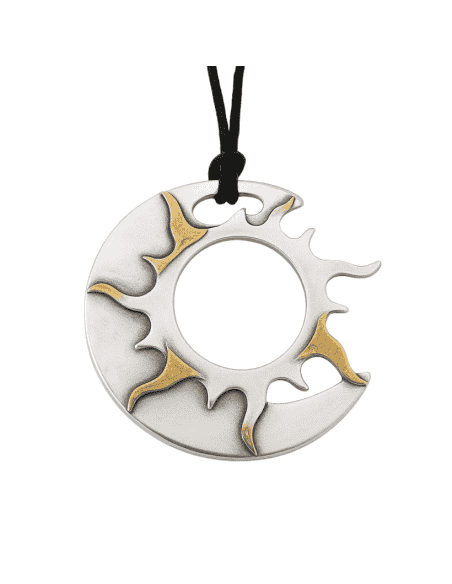 Collar para Mujer con Colgante Sol Bicolor Fabricado en Acero