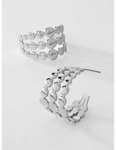 Pendientes para Mujer Aro Diseño con Círculos de Acero Plateado - Marea C02701/AE
