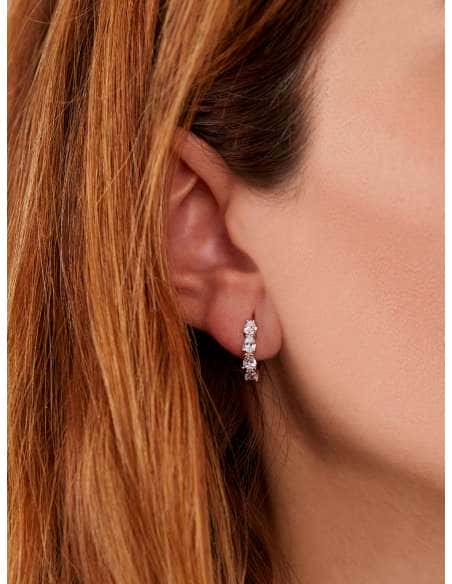 Pendientes para Mujer Aro con Circonitas de Plata Chapada en Oro - Marea D02501/AC