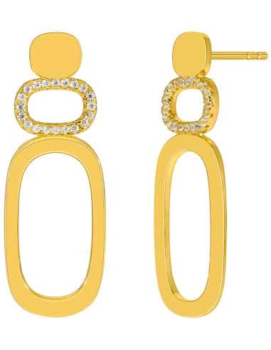 Pendientes para Mujer Óvalos con Circonitas de Plata Chapada en Oro- Marea D04101/AH