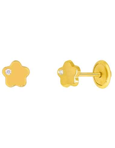 Pendientes para Niña en forma de Estrella con Circonita de Plata Chapada en Oro - Marea D03401/AB