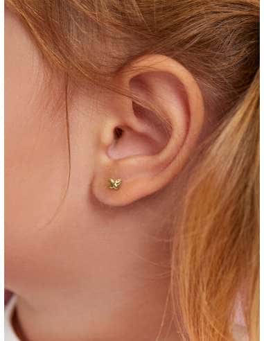 Pendientes para Niña en forma de Mariposa con Circonita Plata Chapada en Oro - Marea D03401/AD