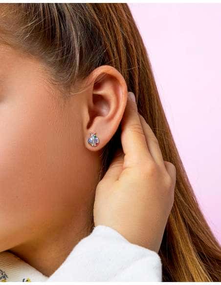 Pendientes para Niña en forma de Mariquita con Circonitas de Colores de Plata - Marea D02401/AP
