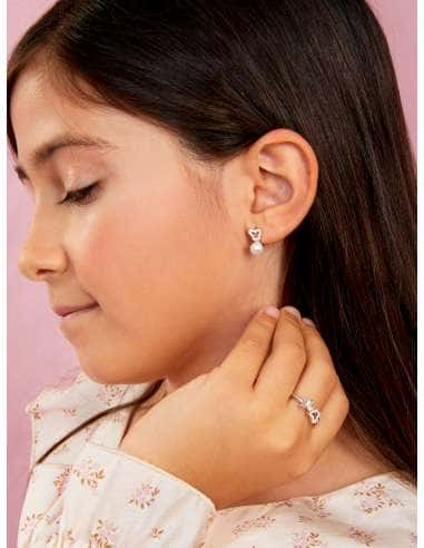 Pendientes para Niña en forma de Mariposa con Circonitas de Plata - Marea D03301/BM