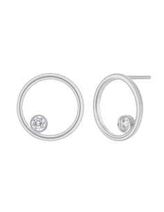 Pendientes para Mujer Círculo con Circonita en Bisel de Plata de 1ª Ley Rodiada - Marea D03801/AP