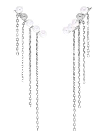 Pendientes para Mujer Trepadores de Perlas en Cascada en Plata de 1ª Ley Rodiada - Marea D03201/AW