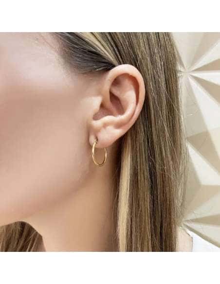 Pendientes para Mujer Aros Fino con Pala catalana en oro - Oro Amarillo 18k