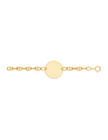 Pulsera para Mujer Oro Amarillo calabrote con Placa Redonda Personalizable - Oro amarillo 18K
