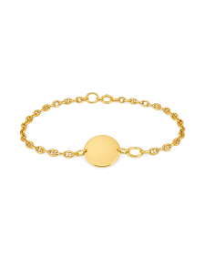 Pulsera para Mujer Oro Amarillo calabrote con Placa Redonda Personalizable - Oro amarillo 18K