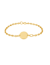 Pulsera para Mujer Oro Amarillo calabrote con Placa Redonda Personalizable - Oro amarillo 18K