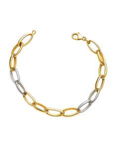 Pulsera para Mujer Oro Bicolor Eslabones Ovalados - Oro amarillo 18K