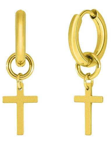 Pendiente para Hombre Aro con Cruz Dorado- Marea D00101/22