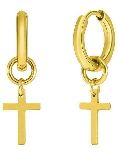 Pendiente para Hombre Aro con Cruz Dorado- Marea D00101/22