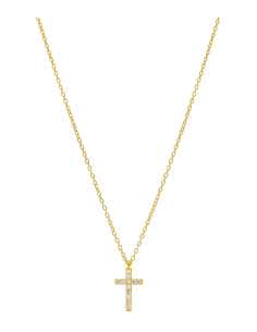 Collar para Mujer de Plata chapada en oro con Cruz y Circonitas  - Marea D03807/AL