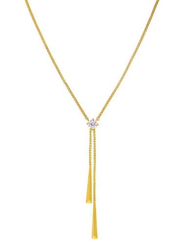 Collar para Mujer en Plata de Ley Dorada con Circonita Diseño en Y - Marea D04107/AI