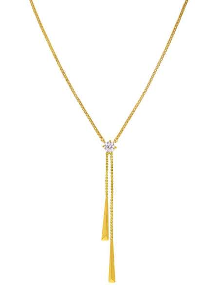Collar para Mujer en Plata de Ley Dorada con Circonita Diseño en Y - Marea D04107/AI