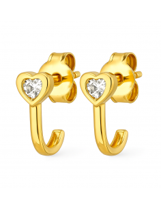 Pendientes para Mujer en oro y Corazón con Circonita – Oro Amarillo 18K