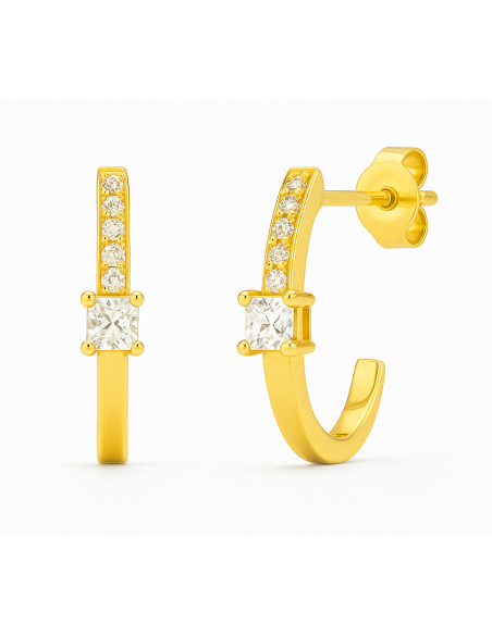 Pendientes para Mujer Oro 18k y Circonitas - Oro Amarillo 18K