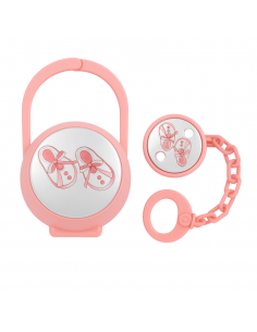 Set Infantil Porta Chupete y Pinza Rosa Zapatitos Bebé - Eventi EV3654/01R