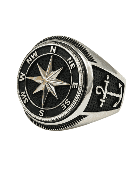 Anillo para Hombre de Plata con Rosa de los Vientos - Hurjo 0081001897