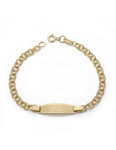 Pulsera Esclava Infantil Oro Amarillo Chapa Rectangular - Oro Amarillo 9K