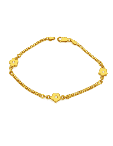 Pulsera para Mujer Floral con Circonitas en oro - Oro amarillo 18K