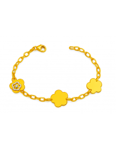 Pulsera para Mujer en Oro Bicolor con Flores y Circonita - Oro Bicolor 18K