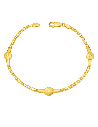 Pulsera para Mujer Floral con Circonitas en oro - Oro amarillo 18K