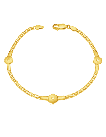 Pulsera para Mujer Floral con Circonitas en oro - Oro amarillo 18K