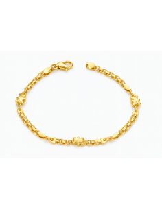Pulsera para Mujer de Oro con Ositos con Eslabones Doble Cadena - Oro Bicolor 18K