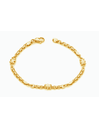 Pulsera para Mujer de Oro con Ositos con Eslabones Doble Cadena - Oro Bicolor 18K
