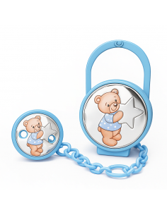 Set Infantil Portachupetes y Pinza Azul con Osito y Estrella - Eventi EV3704/01C