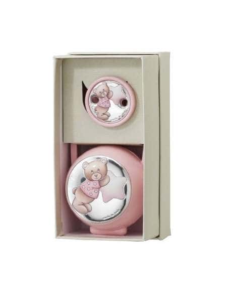 Set Infantil Portachupetes y Pinza Rosa con Osito y Estrella - Eventi EV3704/01R