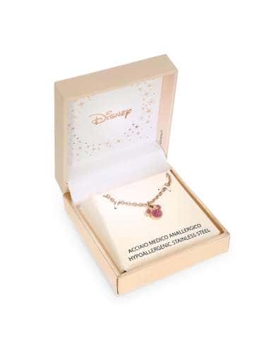 Collar para Niña de Acero Dorado con Circonitas Rosas - Disney ST0018C