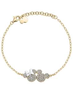 Pulsera para Niña de Plata Dorada con Charm de Mickey y Minnie con circonitas - Disney AG0124B