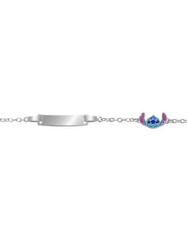 Pulsera para Niña o Niño de Plata con Charm de Stitch Esmaltado - Disney AG0104B