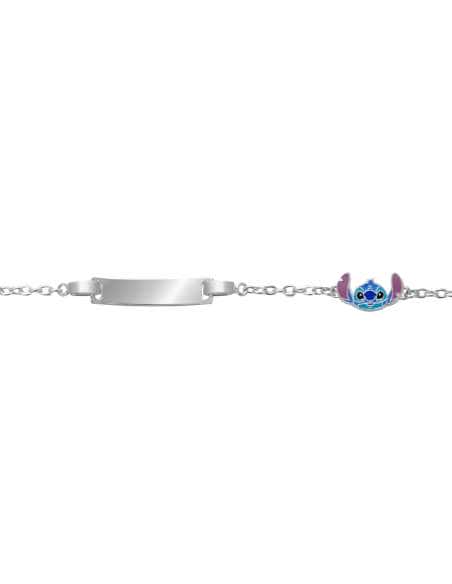 Pulsera para Niña o Niño de Plata con Charm de Stitch Esmaltado - Disney AG0104B