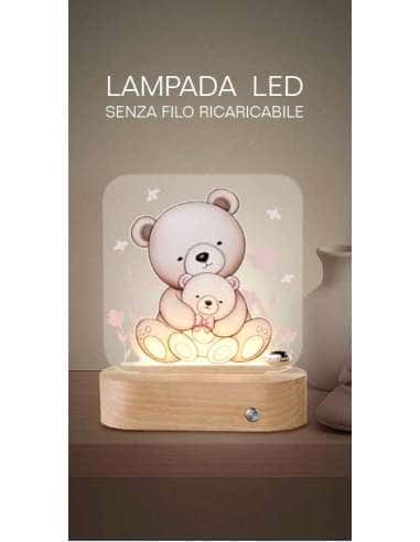 Lámpara Nocturna Infantil Ositos con Base de Madera y Luz Suave LED - Valenti LS606 RA
