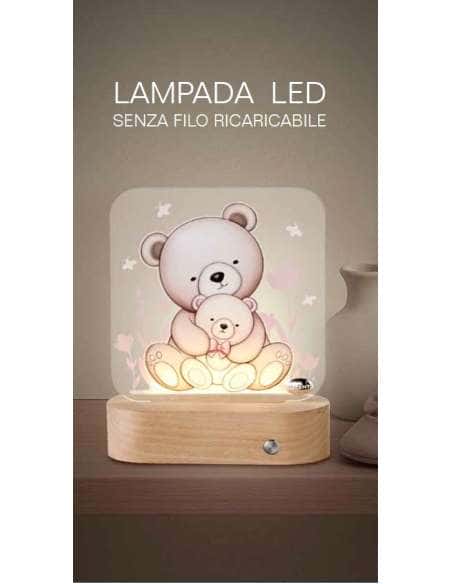 Lámpara Nocturna Infantil Ositos con Base de Madera y Luz Suave LED - Valenti LS606 RA