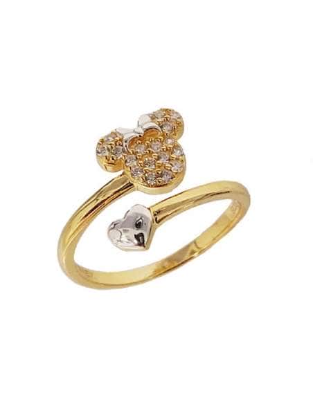 Anillo para Niña de Plata Dorada con Motivo de Minnie Mouse - Disney AG0122A