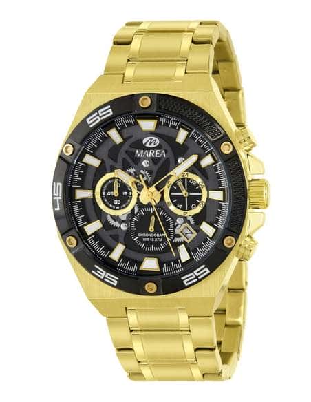 Reloj para Hombre Cronógrafo Dorado esfera negra y dorado- Marea B35374/7