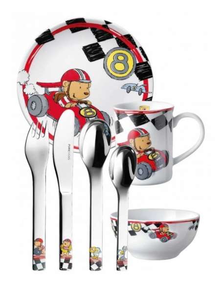 Vajilla Infantil  One Quick de 7 Piezas con motivo coches (Grabado incluido) - Puresings LU6086
