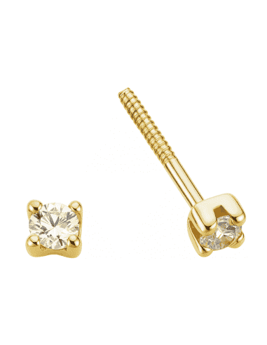 Pendientes para Niña Oro con circonita 2mm - Oro Amarillo 18K