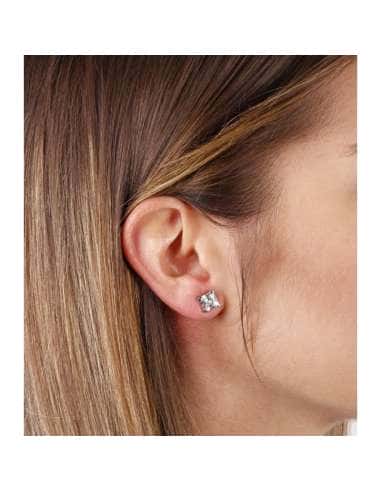 Pendientes Unisex oro 18K piedra cuadrada (8x8mm)