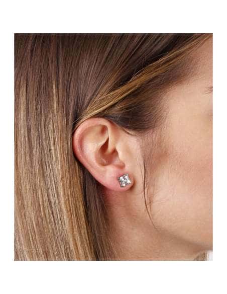 Pendientes Unisex oro 18K piedra cuadrada (8x8mm)